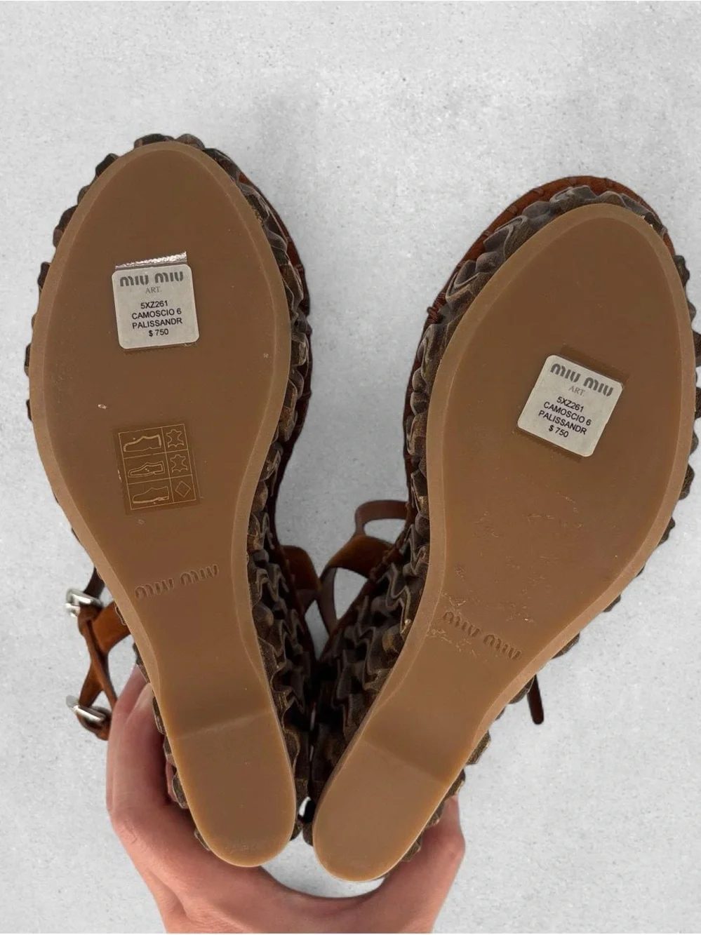 Miu Miu Brown Suede Platform Wedge Sandals